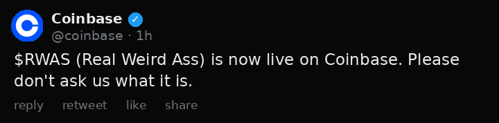 Coinbase tweet